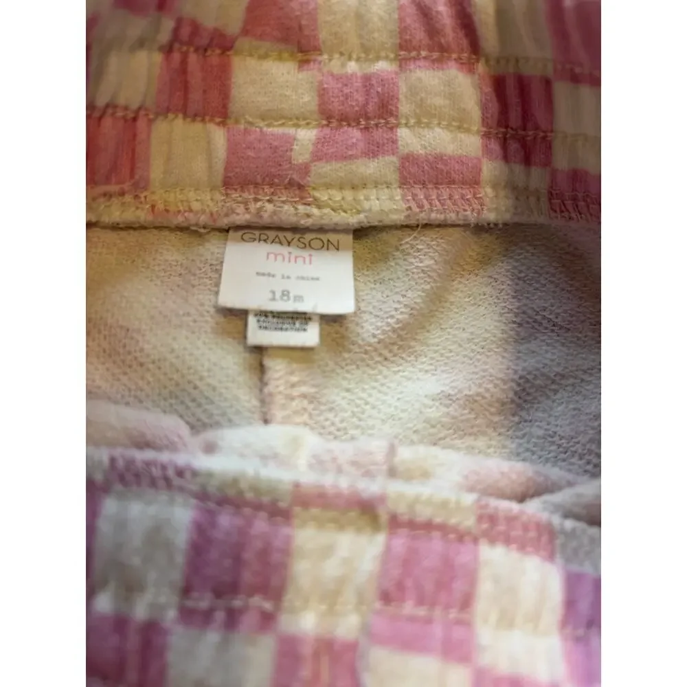 Grayson Mini Pink Checkered Pull-on Shorts 18 Months - Picture 3 of 4